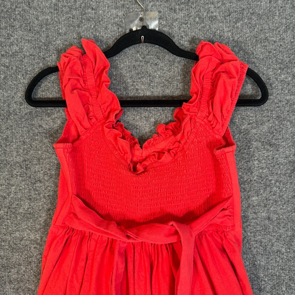 Free People Ruffle It Up Red Midi Dress size Medium - Picture 4 of 9